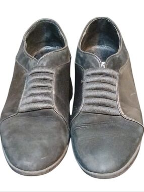 SUDINI -Black Leather & Suede Shoes Size 7, Made In ITALY,  Very Little Wear